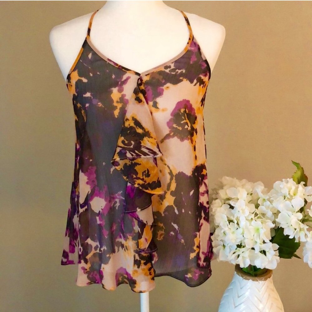 Express Racer Back Sheer Floral Tank Top Flowy Fit Size XSmall